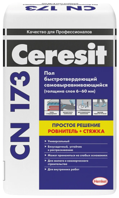 Купить Пол быстротверд. самовыравн 6-60мм 20кг CN173 Ceresit