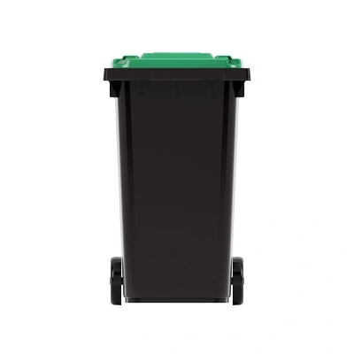 Купить Бак пласт. для мусора с крышкой на колесах 240 л (черный/зеленый) (1) "Альтернатива" м5937