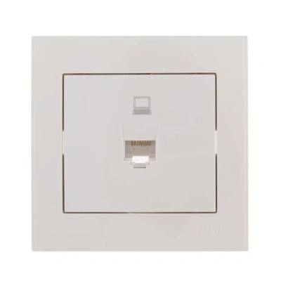 Купить Розетка компьютерная "RAIN" 1 местн., белый (1/10/120) "LEZARD" 703-0202-139