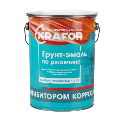 Грунт- эмаль по ржавчине зеленая  5,5 кг (1/4) "KRAFOR"